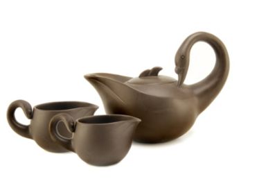 Swan Yixing Teapot Set with two cups